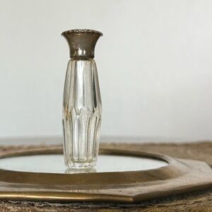 Vintage Glass Perfume Bottle with Brass Accents